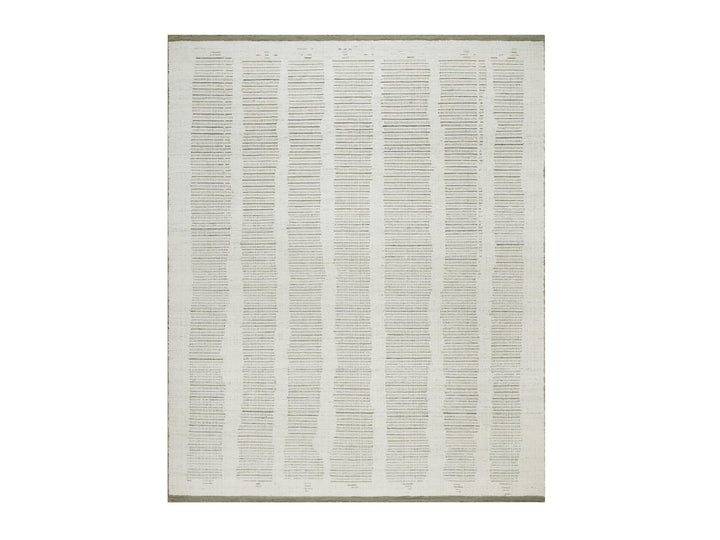 8'0" x 10'0" New Hand Woven Ivory Wool Rectangle Oriental Rug - MOA10291733