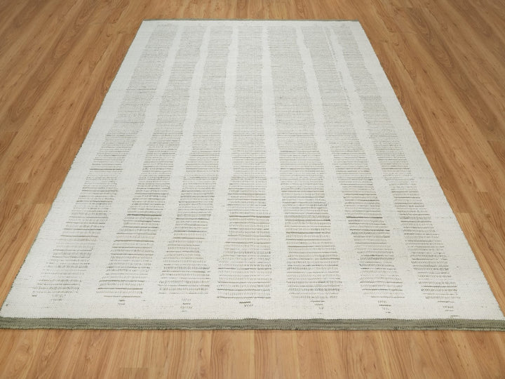 8'0" x 10'0" New Hand Woven Ivory Wool Rectangle Oriental Rug - MOA10291733