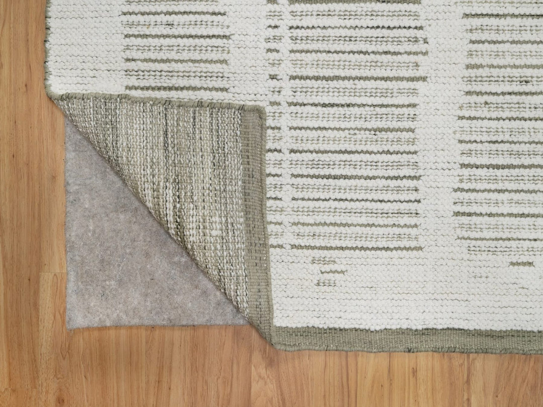 8'0" x 10'0" New Hand Woven Ivory Wool Rectangle Oriental Rug - MOA10291733