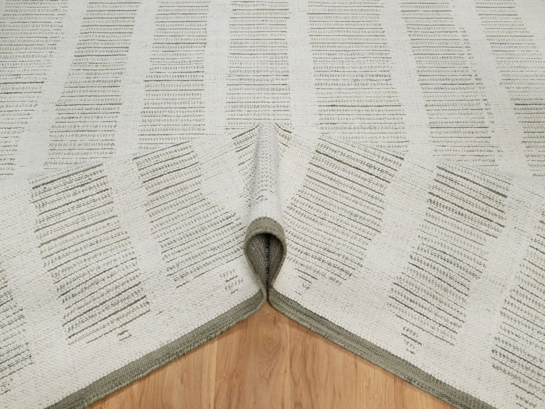 8'0" x 10'0" New Hand Woven Ivory Wool Rectangle Oriental Rug - MOA10291733