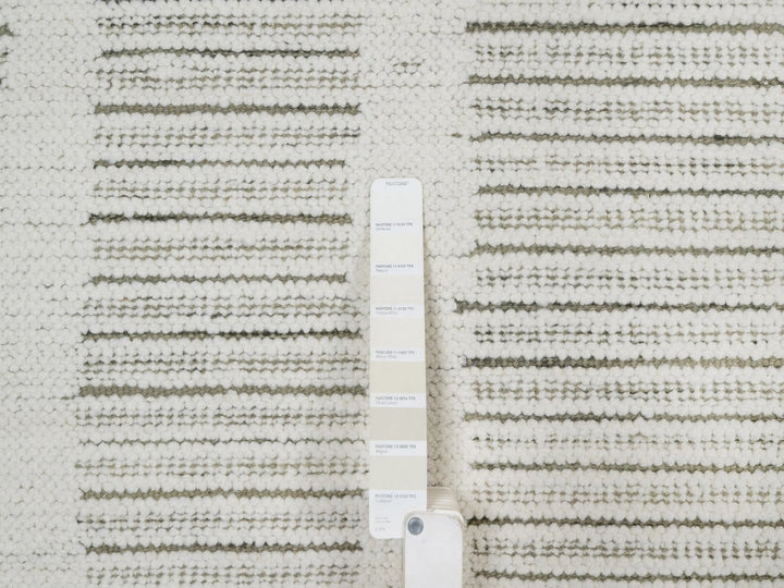 9'0" x 12'1" New Hand Woven Ivory Wool Rectangle Oriental Rug - MOA10291735