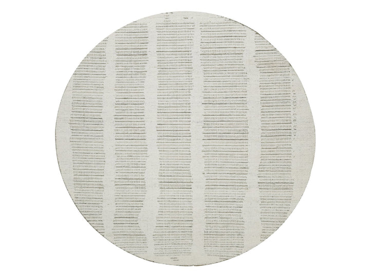 5'9" x 5'9" New Hand Woven Ivory Wool Round Oriental Rug - MOA10291738