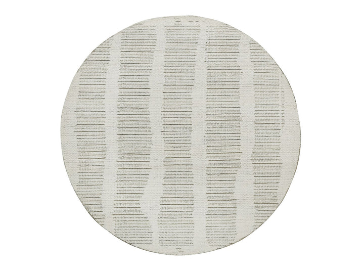 4'11" x 4'11" New Hand Woven Ivory Wool Round Oriental Rug - MOA10291740