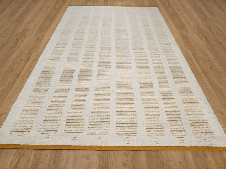 9'0" x 12'1" New Hand Woven Ivory Wool Rectangle Oriental Rug - MOA10291749