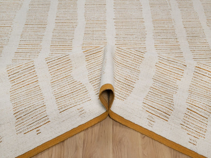 9'0" x 12'1" New Hand Woven Ivory Wool Rectangle Oriental Rug - MOA10291749