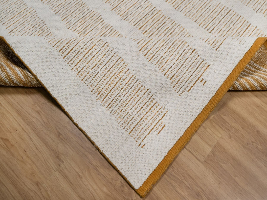 9'0" x 12'1" New Hand Woven Ivory Wool Rectangle Oriental Rug - MOA10291749