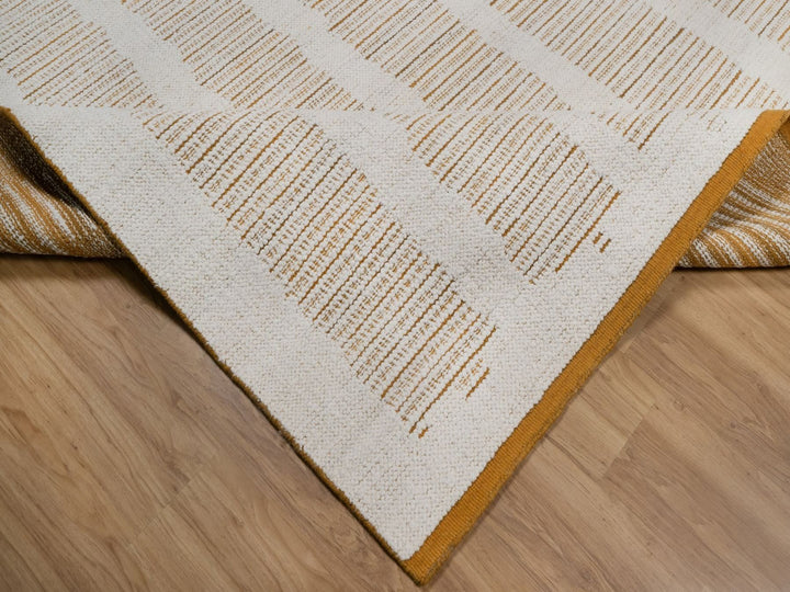 9'0" x 12'1" New Hand Woven Ivory Wool Rectangle Oriental Rug - MOA10291749