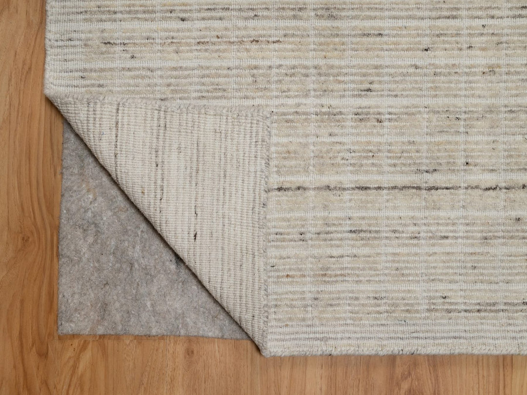 7'11" x 10'0" New Hand Loomed Ivory Wool Rectangle Oriental Rug - MOA10291753