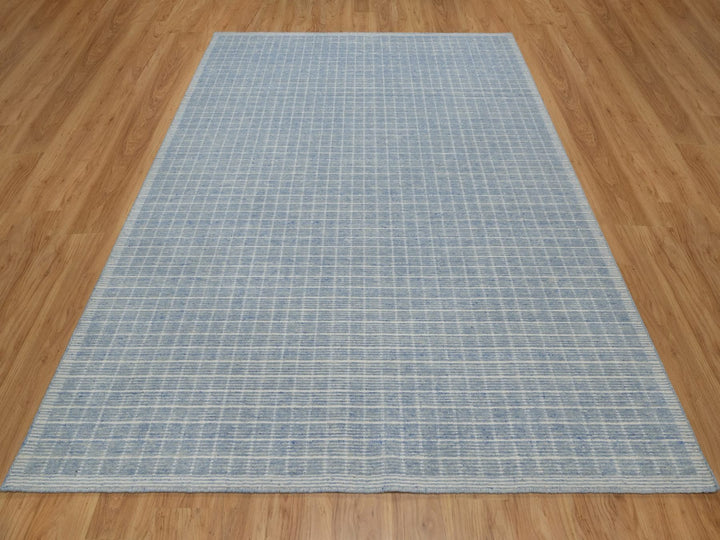 8'1" x 10'0" New Hand Loomed Blue Wool Rectangle Oriental Rug - MOA10291757