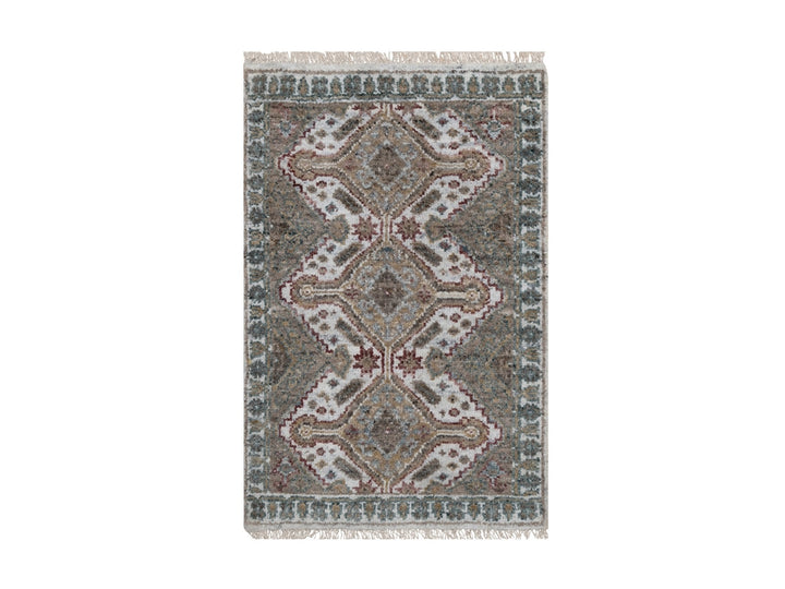 1'11" x 3'0" New Hand Knotted Ivory Wool Rectangle Oriental Rug - MOA10291765