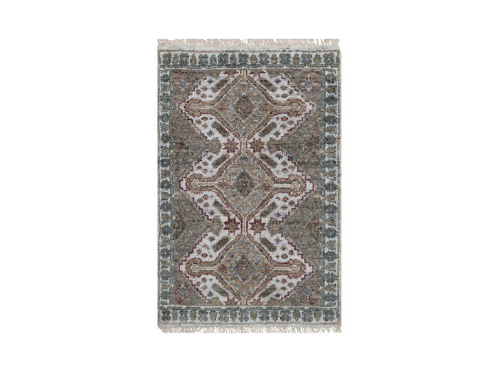2'0" x 3'0" New Hand Knotted Ivory Wool Rectangle Oriental Rug - MOA10291766