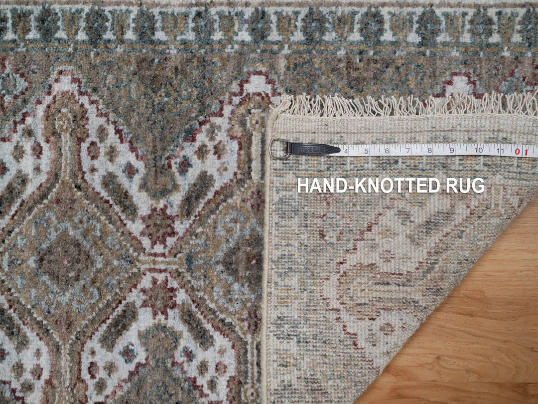 1'11" x 3'0" New Hand Knotted Ivory Wool Rectangle Oriental Rug - MOA10291767