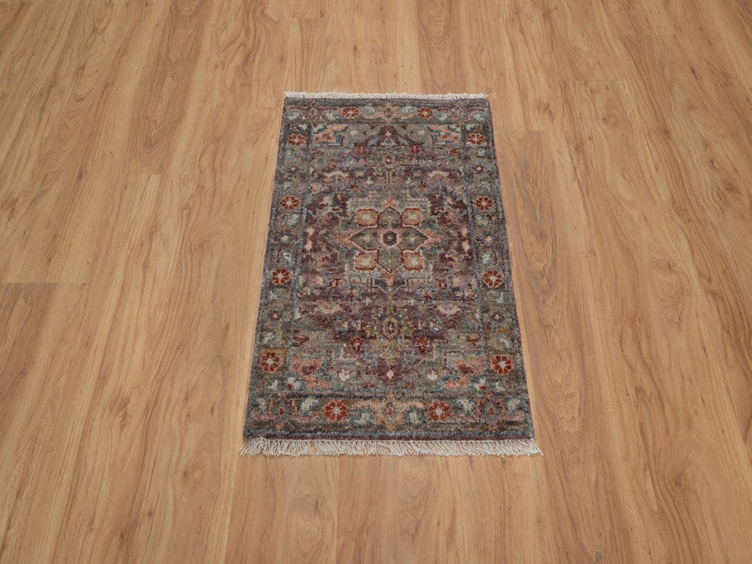 1'10" x 3'0" New Hand Knotted Red Wool Rectangle Oriental Rug - MOA10291769