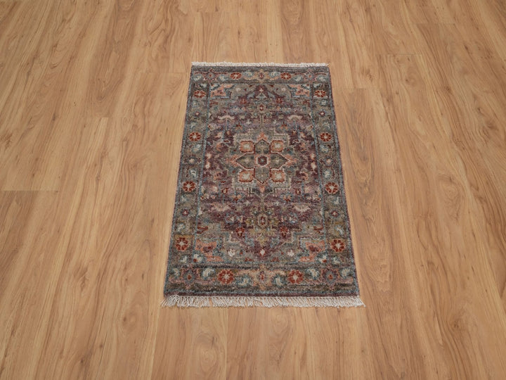 1'10" x 3'0" New Hand Knotted Red Wool Rectangle Oriental Rug - MOA10291769