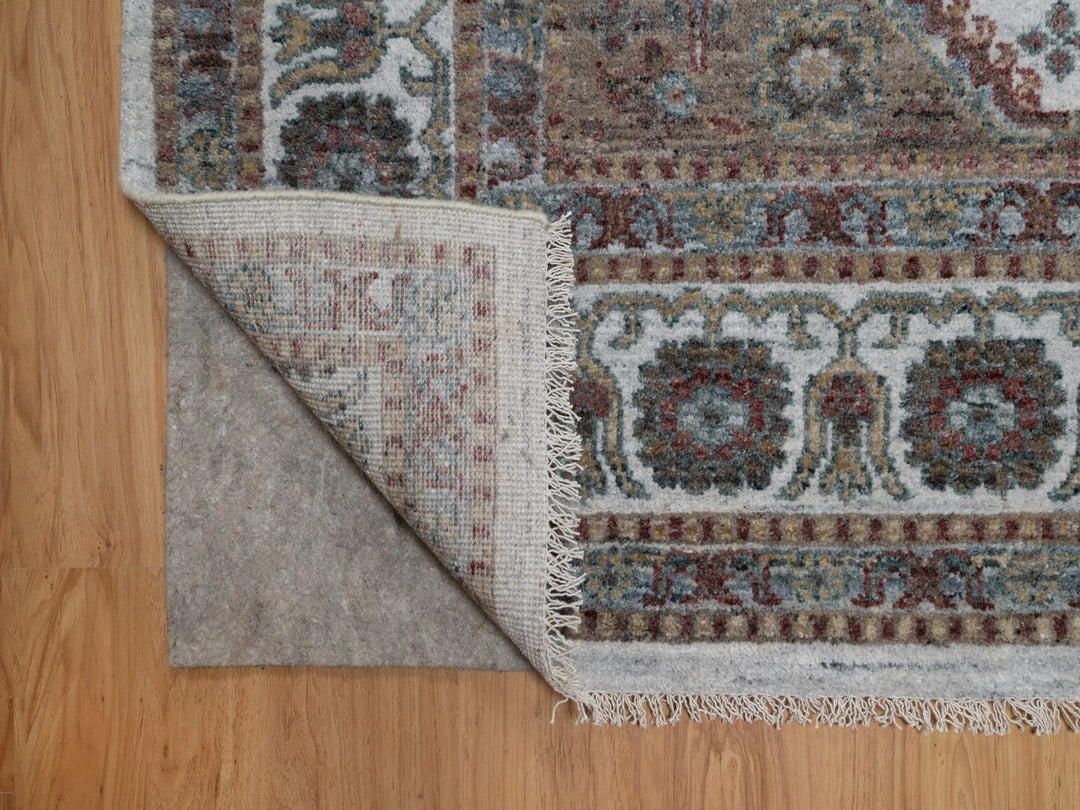 7'11" x 10'0" New Hand Knotted Ivory Wool Rectangle Oriental Rug - MOA10291771