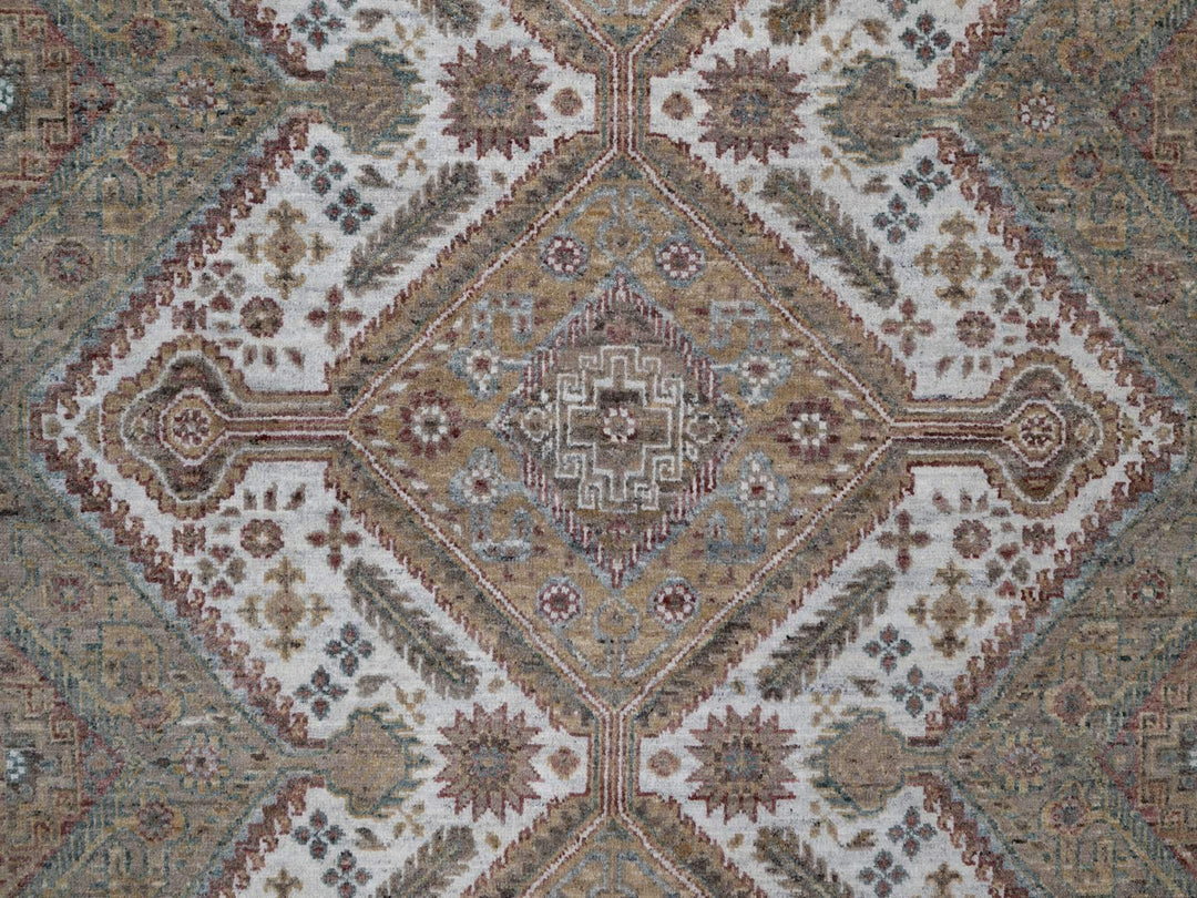 7'11" x 10'0" New Hand Knotted Ivory Wool Rectangle Oriental Rug - MOA10291771