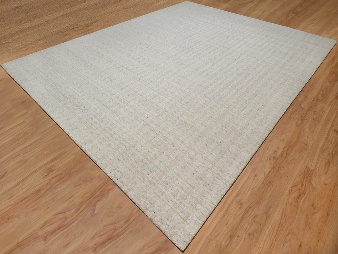 11'11" x 15'0" New Hand Loomed Ivory Wool Rectangle Oriental Rug - MOA10291773