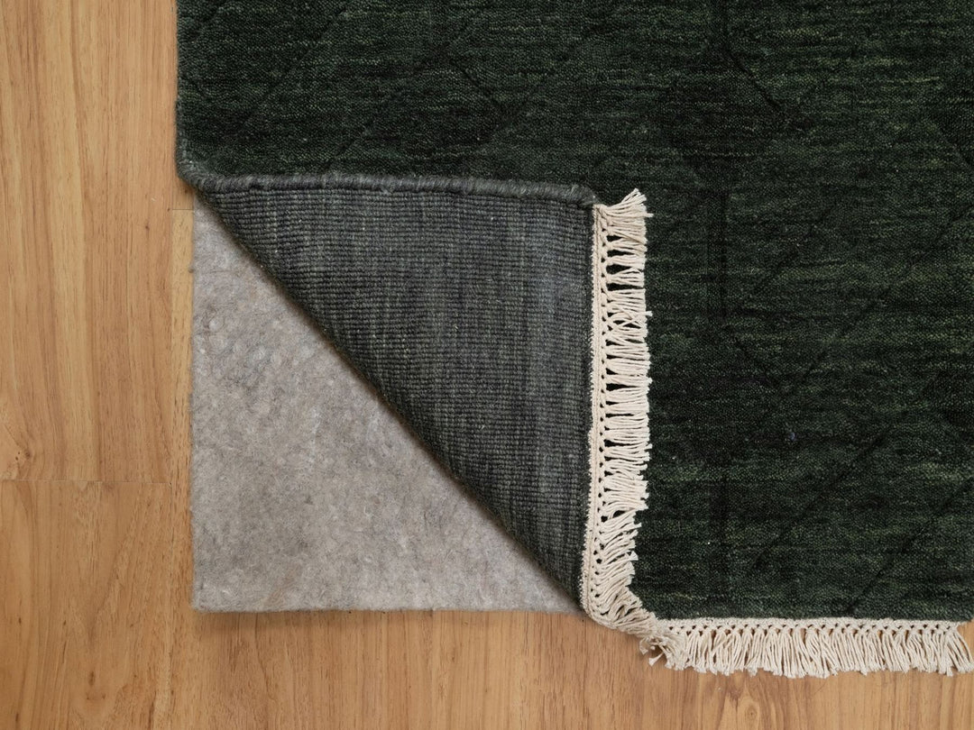 1'11" x 2'9" New Hand Loomed Green Wool Rectangle Oriental Rug - MOA10291780