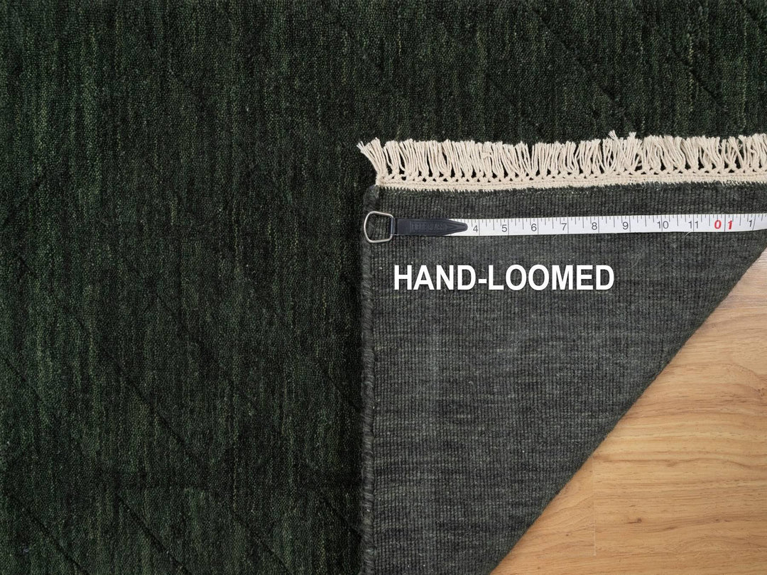 1'11" x 2'9" New Hand Loomed Green Wool Rectangle Oriental Rug - MOA10291780