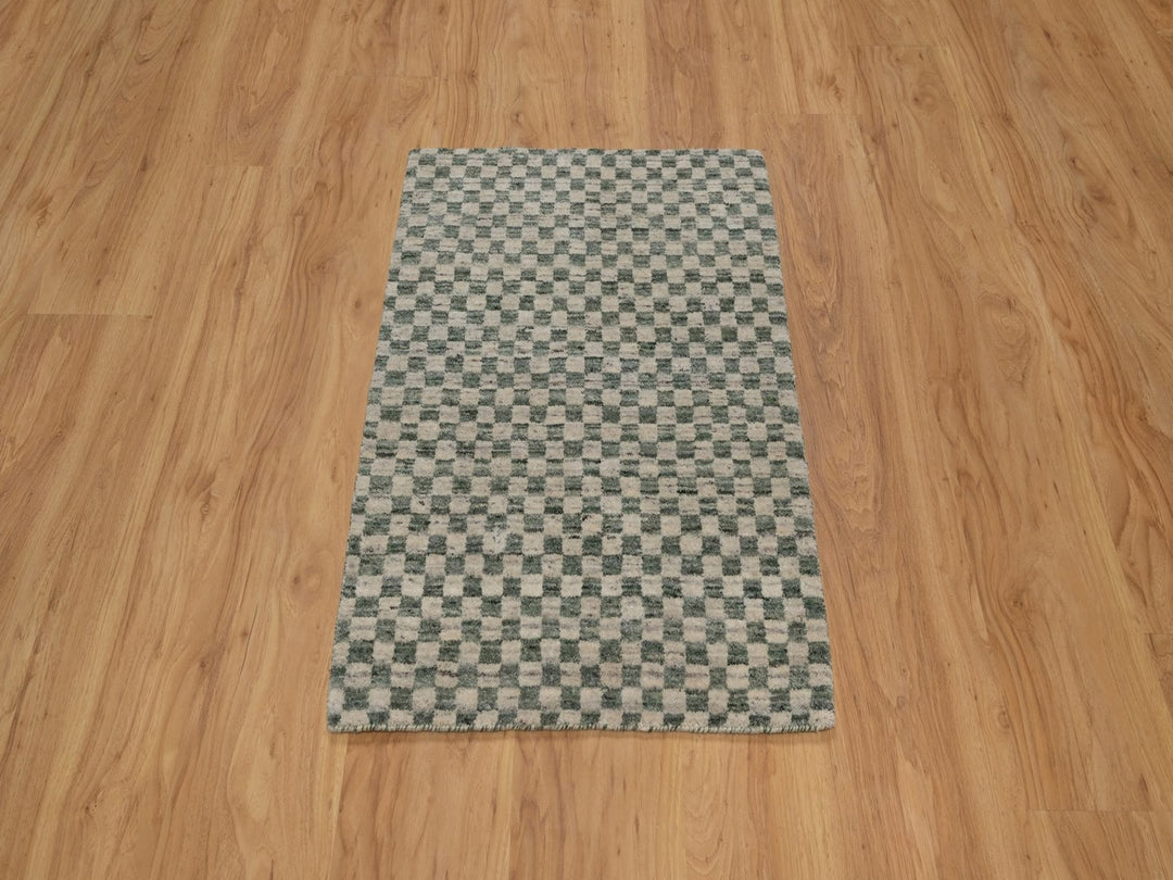 2'0" x 3'0" New Hand Loomed Beige Wool Rectangle Oriental Rug - MOA10291782