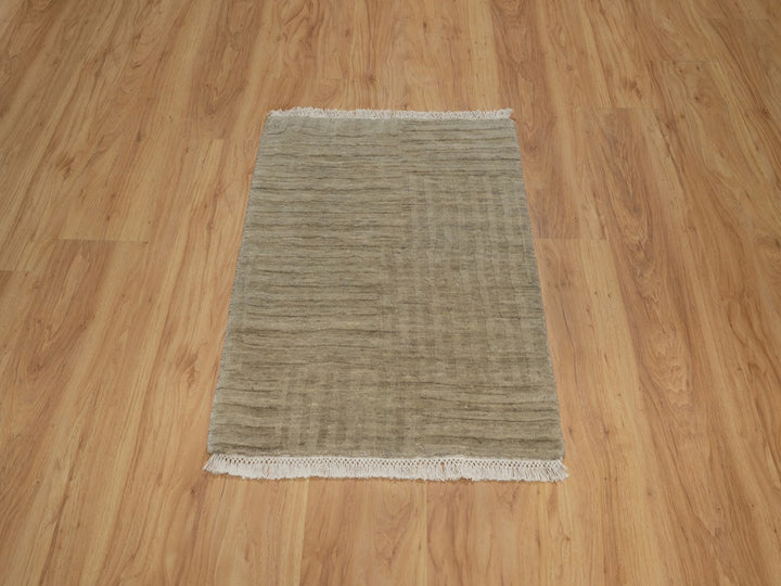 2'0" x 2'8" New Hand Loomed Beige Wool Rectangle Oriental Rug - MOA10291786