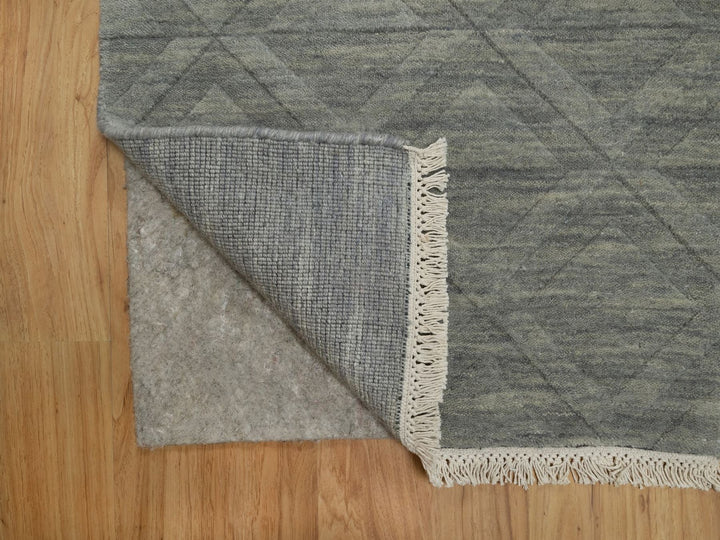1'11" x 2'9" New Hand Loomed Grey Wool Rectangle Oriental Rug - MOA10291788