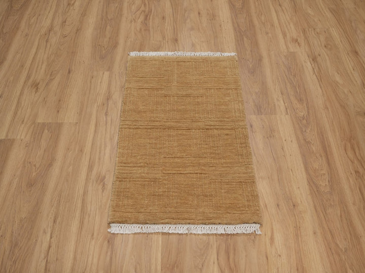 1'11" x 2'9" New Hand Loomed Brown Wool Rectangle Oriental Rug - MOA10291791