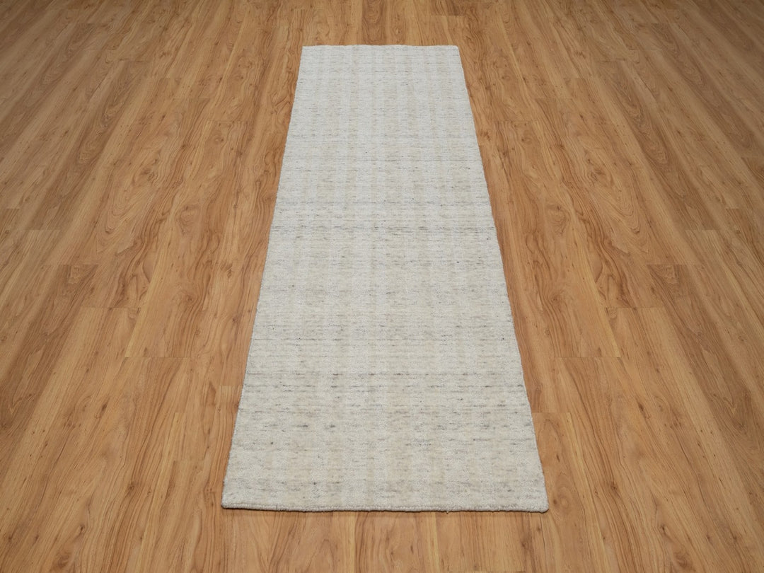 2'7" x 8'0" New Hand Loomed Ivory Wool Runner Oriental Rug - MOA10291792