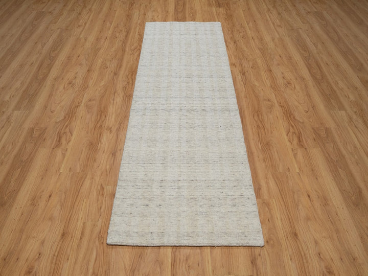 2'7" x 8'0" New Hand Loomed Ivory Wool Runner Oriental Rug - MOA10291792