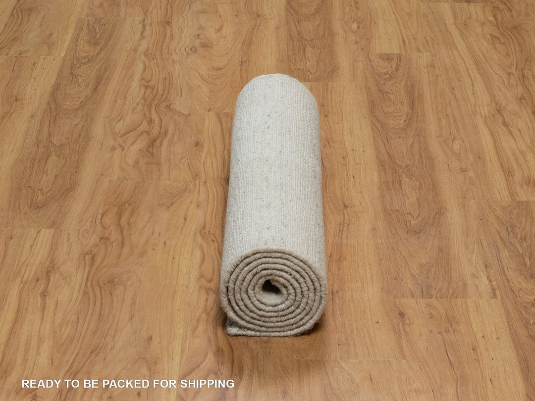 2'7" x 8'0" New Hand Loomed Ivory Wool Runner Oriental Rug - MOA10291792