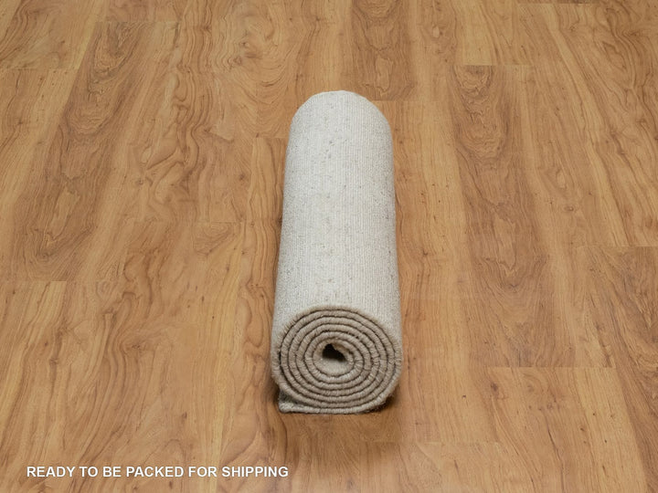 2'7" x 8'0" New Hand Loomed Ivory Wool Runner Oriental Rug - MOA10291792