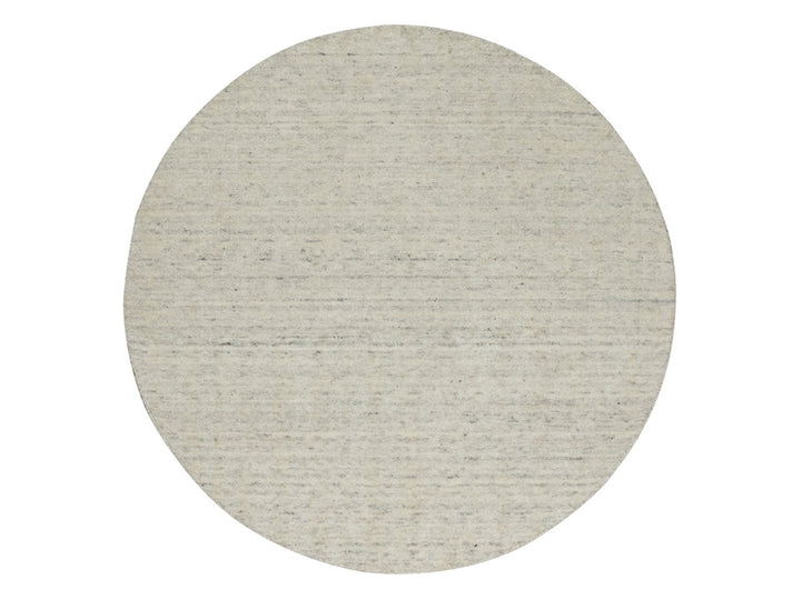 4'11" x 4'11" New Hand Loomed Ivory Wool Round Oriental Rug - MOA10291793