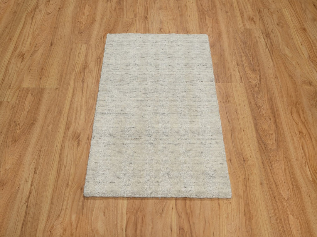 2'1" x 3'0" New Hand Loomed Ivory Wool Rectangle Oriental Rug - MOA10291797