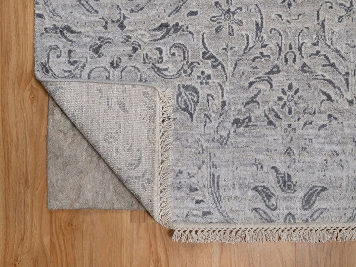 4'0" x 5'10" New Hand Knotted Grey Wool & Silk Rectangle Oriental Rug - MOA10291799