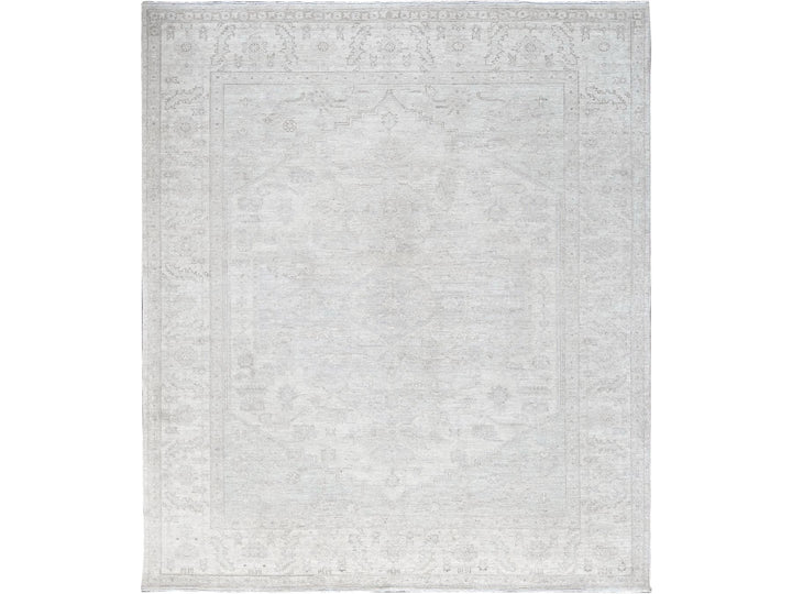 8'0" x 9'9" New Hand Knotted Ivory Wool Rectangle Oriental Rug - MOA102917