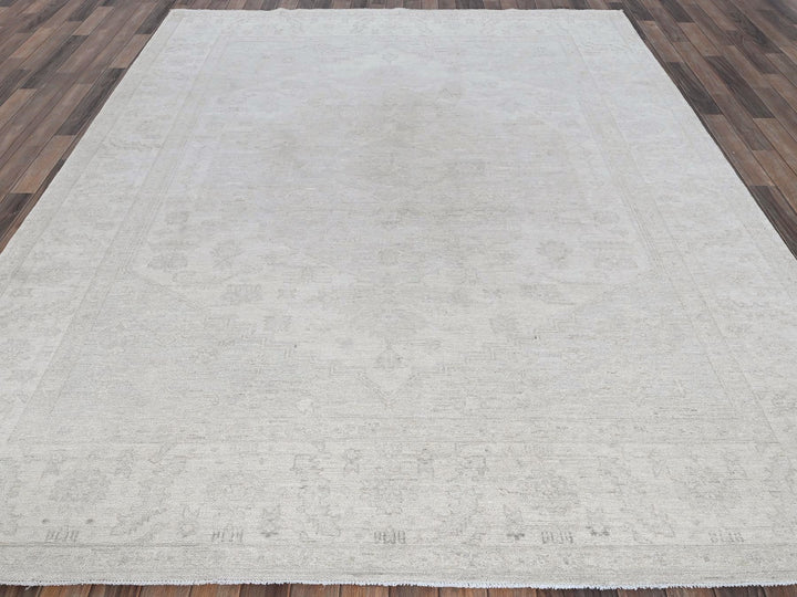 8'0" x 9'9" New Hand Knotted Ivory Wool Rectangle Oriental Rug - MOA102917