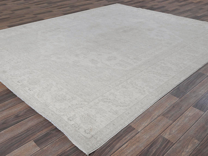 8'0" x 9'9" New Hand Knotted Ivory Wool Rectangle Oriental Rug - MOA102917