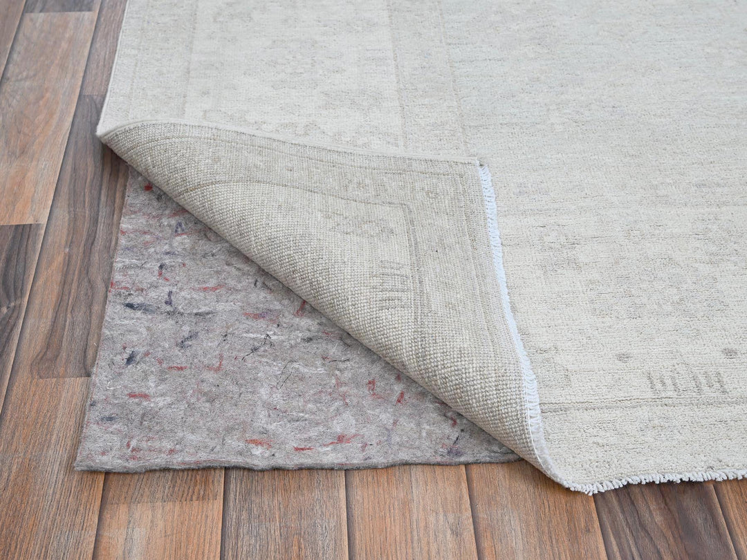 8'0" x 9'9" New Hand Knotted Ivory Wool Rectangle Oriental Rug - MOA102917