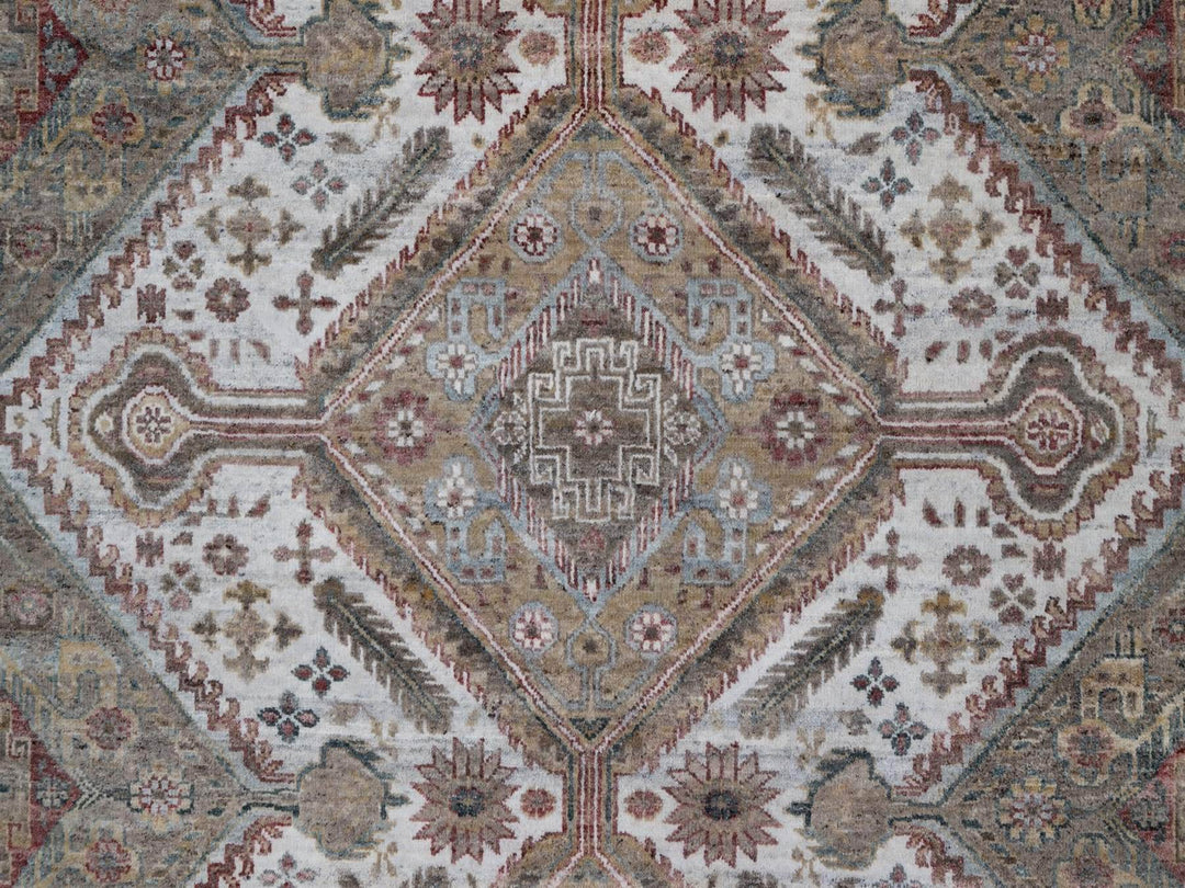 8'10" x 12'1" New Hand Knotted Ivory Wool Rectangle Oriental Rug - MOA10291802