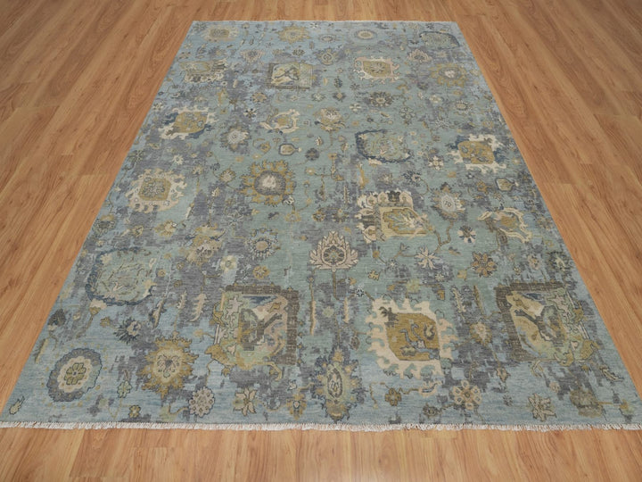 8'0" x 10'1" New Hand Knotted Green Wool Rectangle Oriental Rug - MOA10291803