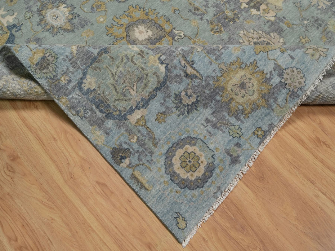8'0" x 10'1" New Hand Knotted Green Wool Rectangle Oriental Rug - MOA10291803