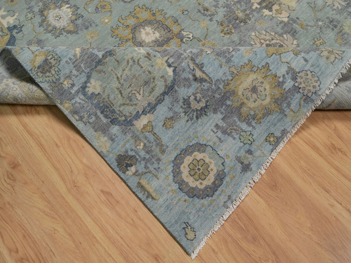 8'0" x 10'1" New Hand Knotted Green Wool Rectangle Oriental Rug - MOA10291803