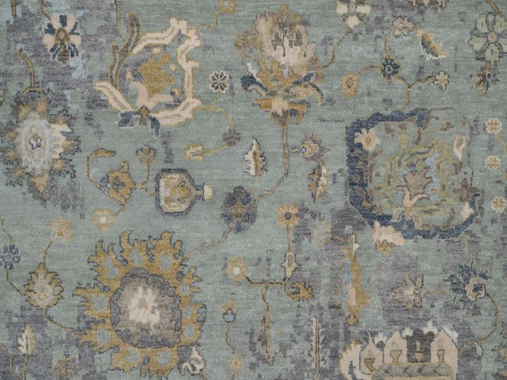 8'0" x 10'1" New Hand Knotted Green Wool Rectangle Oriental Rug - MOA10291803