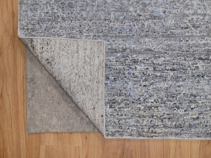 8'0" x 10'0" New Hand Knotted Grey Wool Rectangle Oriental Rug - MOA10291806