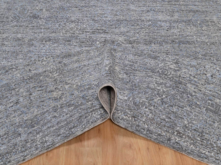 8'0" x 10'0" New Hand Knotted Grey Wool Rectangle Oriental Rug - MOA10291806