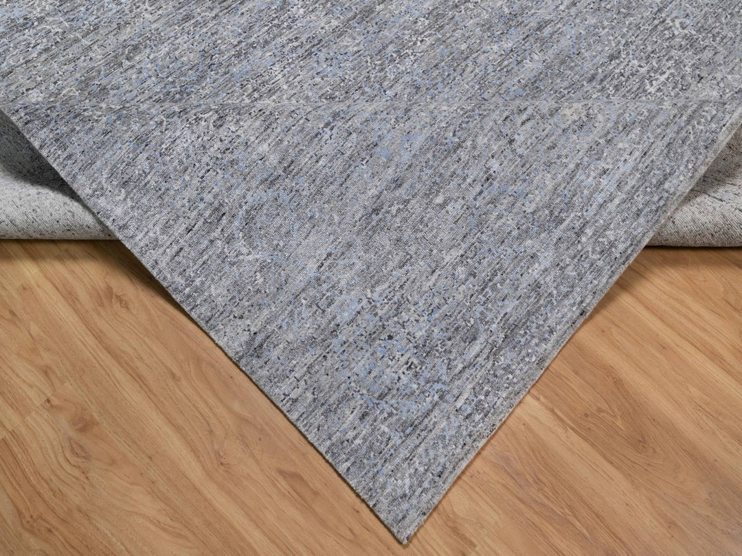 8'0" x 10'0" New Hand Knotted Grey Wool Rectangle Oriental Rug - MOA10291806
