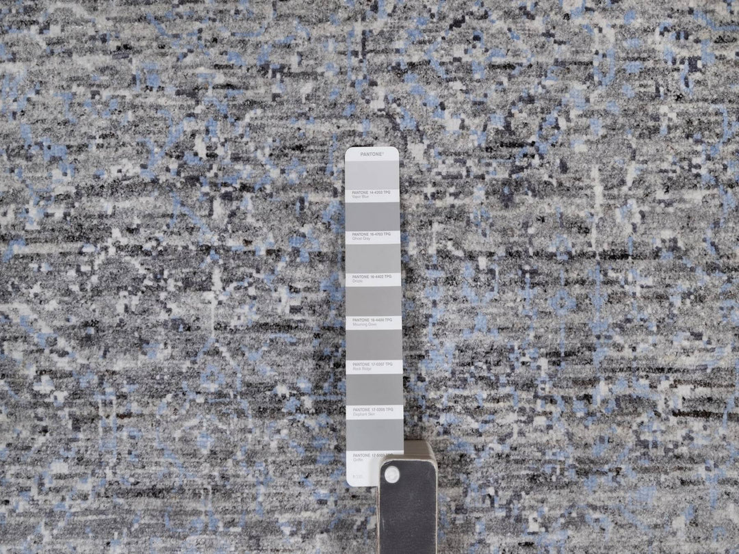 8'0" x 10'0" New Hand Knotted Grey Wool Rectangle Oriental Rug - MOA10291806