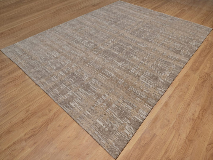9'1" x 12'1" New Hand Knotted Brown Wool Rectangle Oriental Rug - MOA10291807