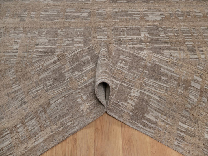 9'1" x 12'1" New Hand Knotted Brown Wool Rectangle Oriental Rug - MOA10291807