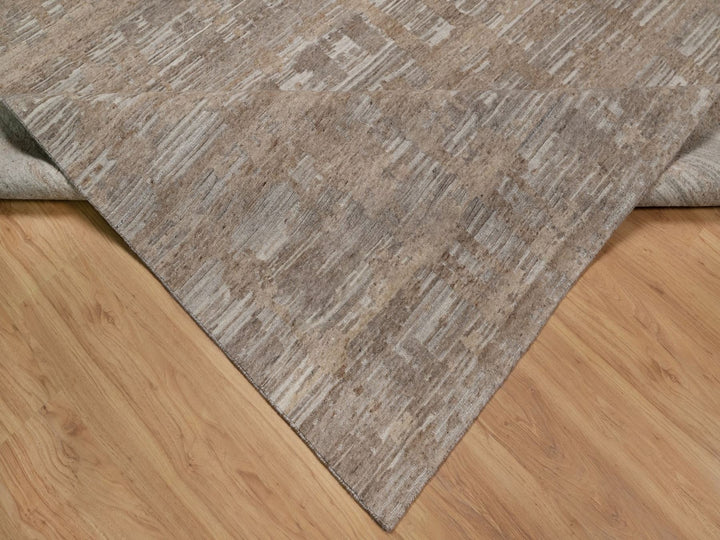 9'1" x 12'1" New Hand Knotted Brown Wool Rectangle Oriental Rug - MOA10291807